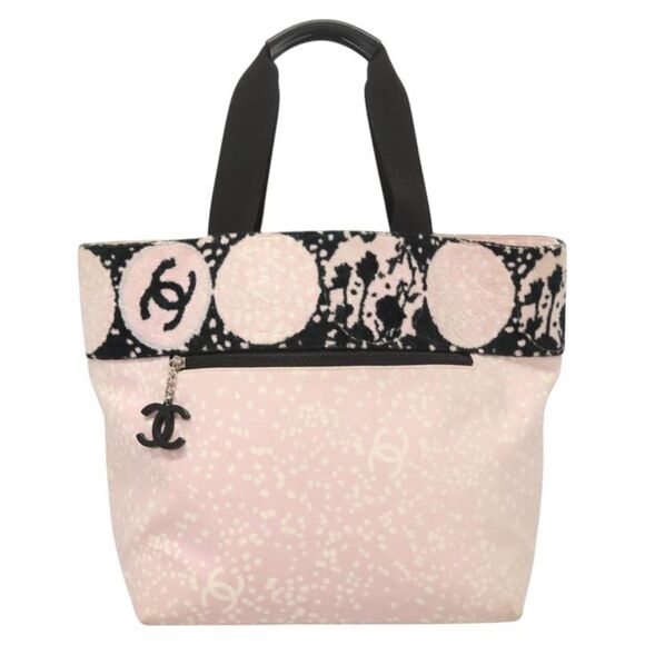 Chanel Logo Cc Pink Canvas Tote Bag (Pre-Owned) - Picture 1 of 16